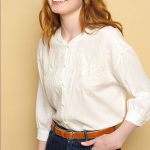 Des Petits Hauts Cotton embroidered button down blous